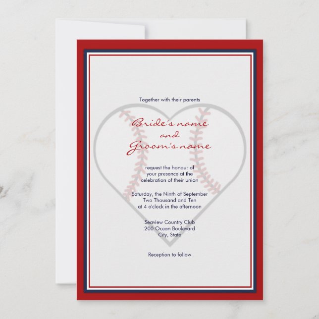 Baseball Theme Wedding Invitations (Front)