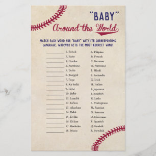 Baseball Themed Baby Around the World Translation Flyer