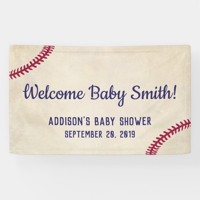 Baseball Themed Baby Shower Banner Poster (Horizontal)