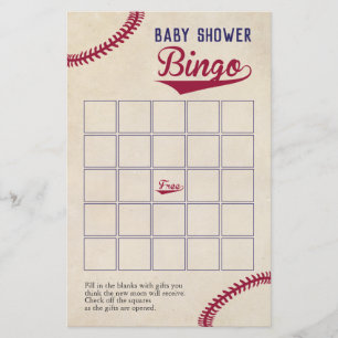 Baseball Themed Baby Shower Bingo Game Flyer