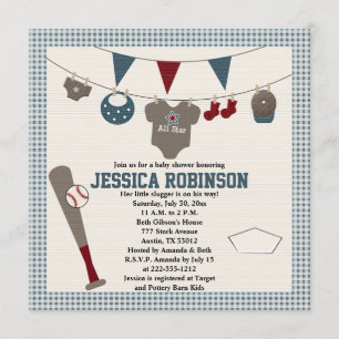 Baseball Themed Baby Shower Invitations