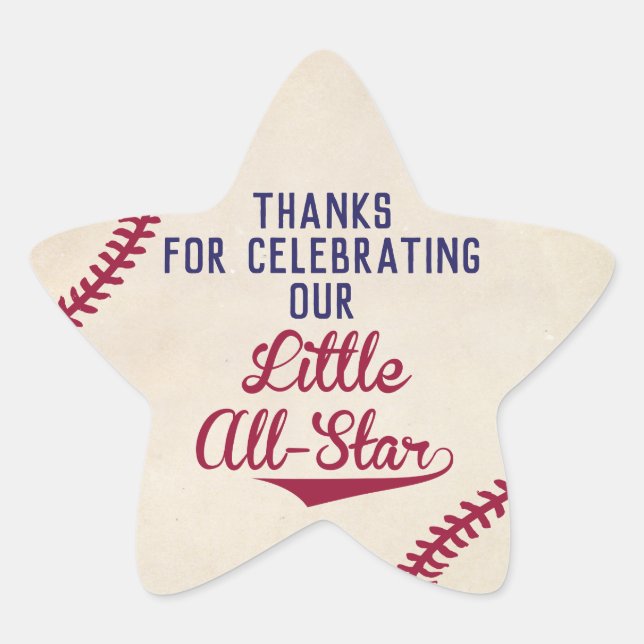 Baseball Themed Baby Shower Star Stickers (Front)