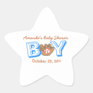 Baseball themed baby shower sticker -- baby boy