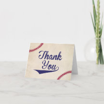 Baseball Themed Baby Shower Thank You Card Folded