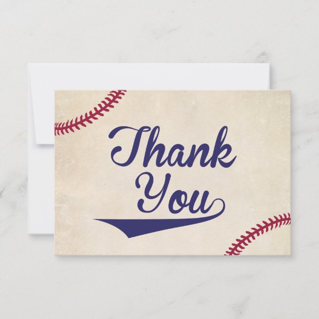 Baseball Themed Baby Shower Thank You Cards Flat (Front)