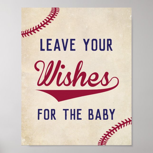 Baseball Themed Baby Shower Wishes for Baby Sign (Front)