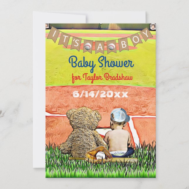 Baseball Themed Boy's Baby Shower Invitation (Front)
