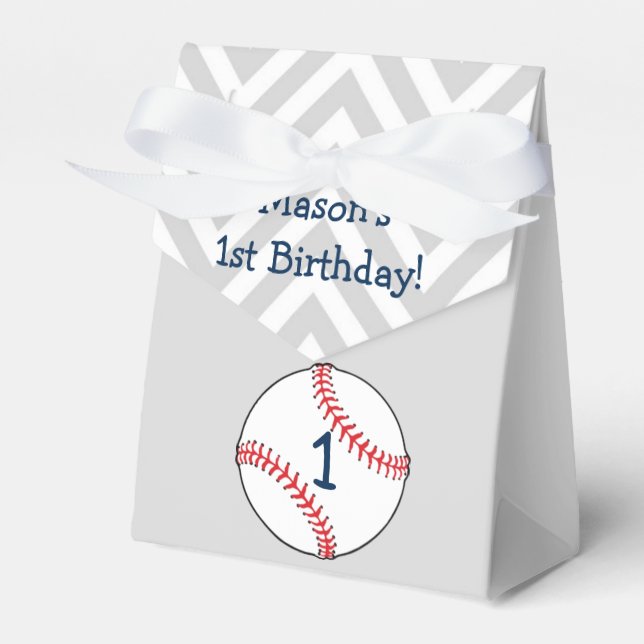 Baseball themed First Birthday Favour Box (Front Side)