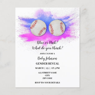 Baseball themed gender reveal invitation