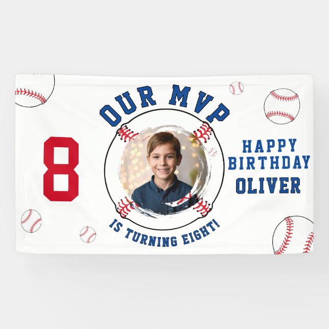 Baseball Themed Kids Birthday Photo Banner (Horizontal)