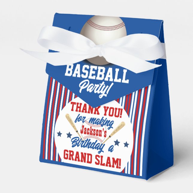 Baseball Themed Personalised Birthday Favour Box (Front Side)
