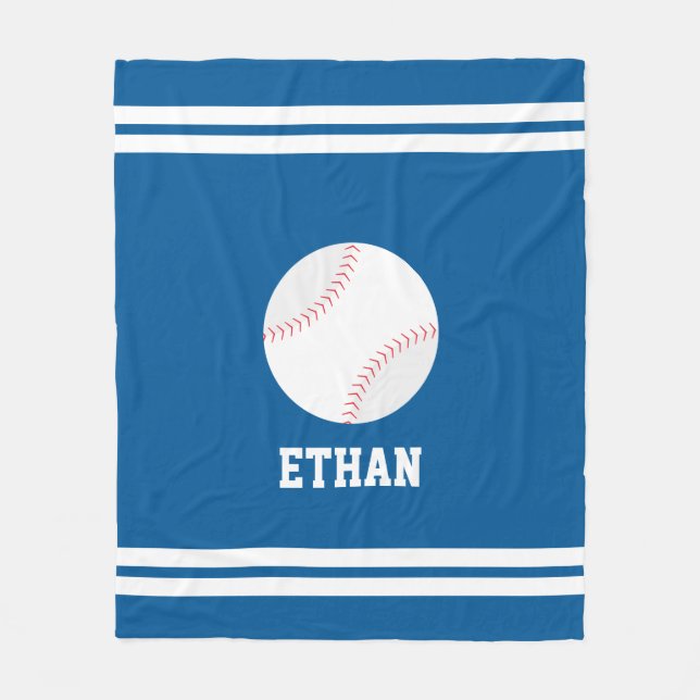 Baseball Themed Personalised Kids Fleece Blanket (Front)