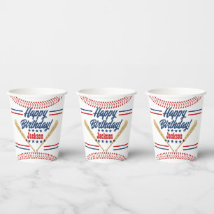 Baseball Themed Personalized Birthday Paper cup