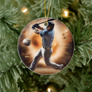 Baseball Thunder Pitch, Ceramic Tree Decoration