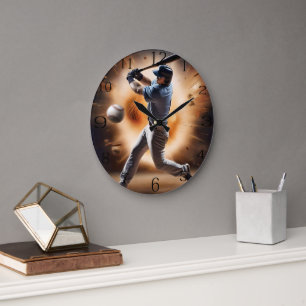 Baseball Thunder Pitch,  Large Clock