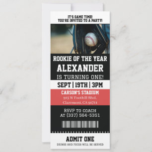 Baseball Ticket 1st Birthday Party Invitation