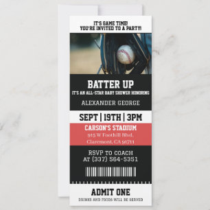 Baseball Ticket Baby Shower Invitation