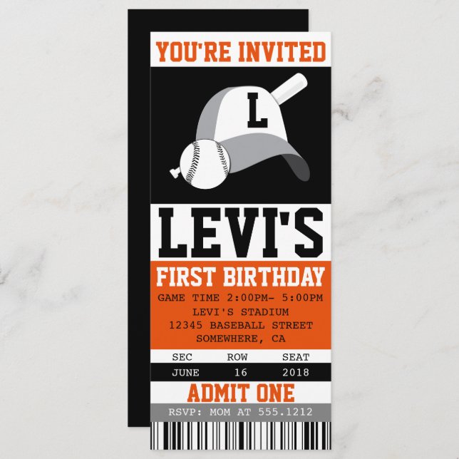 BASEBALL TICKET INVITATION (Front/Back)