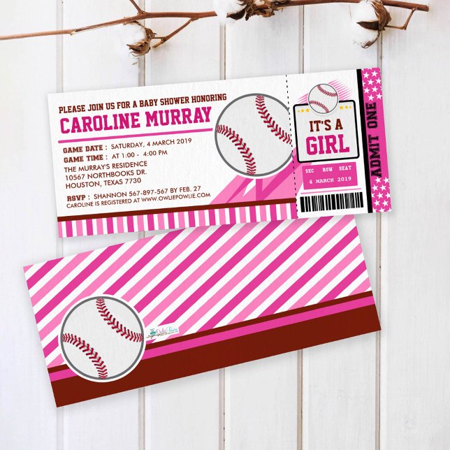 Baseball Ticket Pass Baby Shower Invitation (Creator Uploaded)