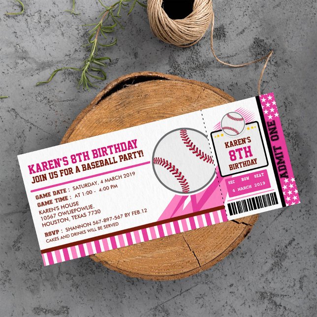 Baseball Ticket Pass Birthday Invitation (Creator Uploaded)