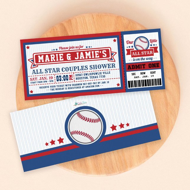 Baseball Ticket Pass Couples Shower Invitation (Creator Uploaded)