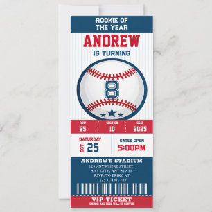 Baseball Ticket Rookie Of The Year birthday Invitation