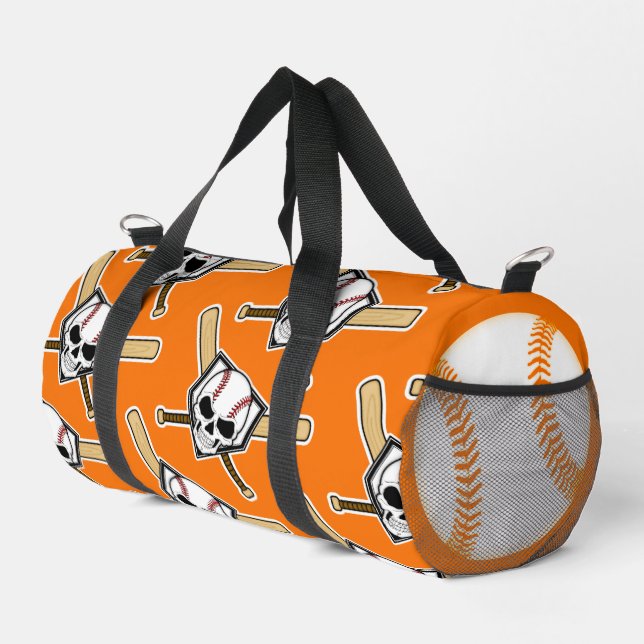 Baseball Til Death Orange Screwball Graphics Duffle Bag (Right Corner)