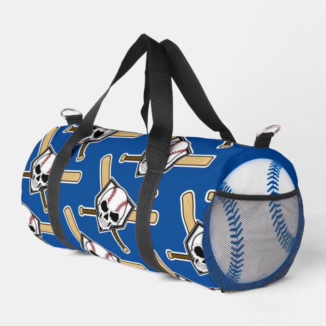 Baseball Til Death Pattern Blue Screwball Graphics Duffle Bag (Right Corner)