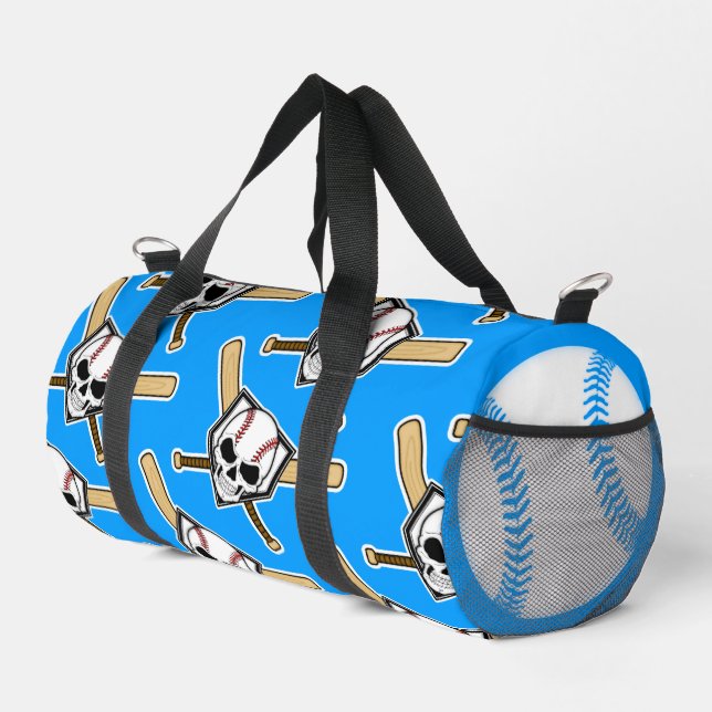 Baseball Til Death Pattern Blue Screwball Graphics Duffle Bag (Right Corner)
