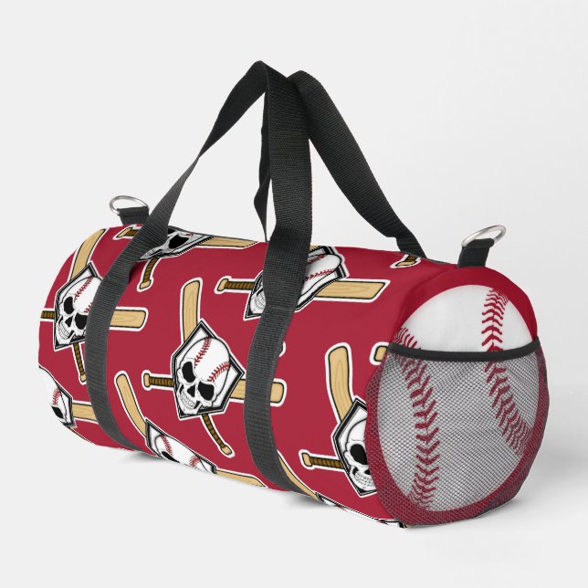 Baseball Til Death Pattern Red Screwball Graphics Duffle Bag (Right Corner)