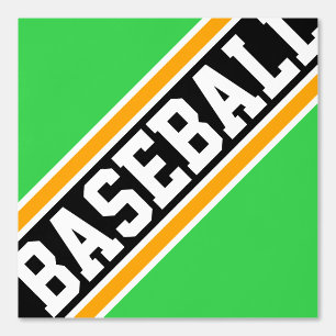 BASEBALL Tiled Bright Green Orange Black Stripes Wallpaper