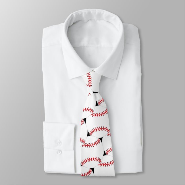 Baseball Tiled Design Necktie (Tied)