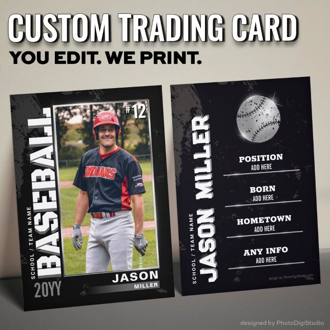 Baseball Trading Card Baseball Player Card Silver (Custom Baseball Trading Card, Baseball Silver Ball Player Card)