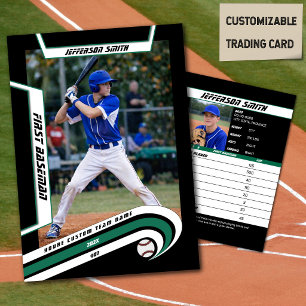 Baseball Trading Card Lively Green Black