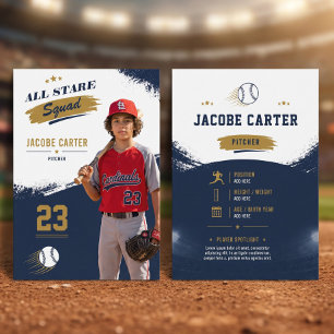 Baseball Trading Modern Navy Editable Calling Card