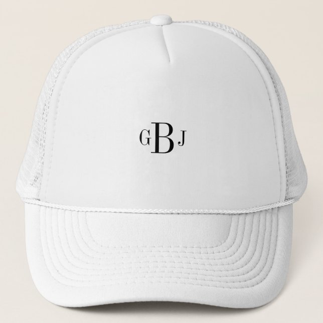Baseball Trucker Hat Monogrammed Initials Cap Hat (Front)