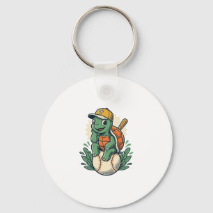 Baseball Turtle Vintage Engraving Graphic Design_1 Key Ring