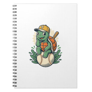 Baseball Turtle Vintage Engraving Graphic Design_1 Notebook