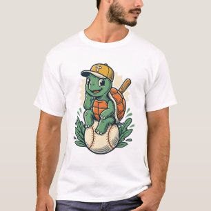 Baseball Turtle Vintage Engraving Graphic Design_1 T-Shirt