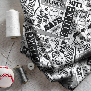 Baseball Typography Black White Stripes ID770 Fabric