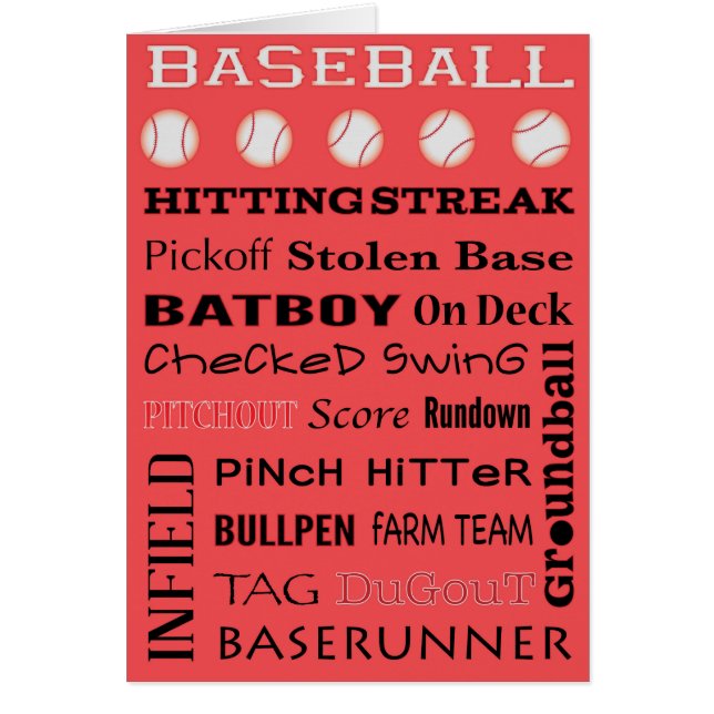 BASEBALL typography Greeting Card (Front)