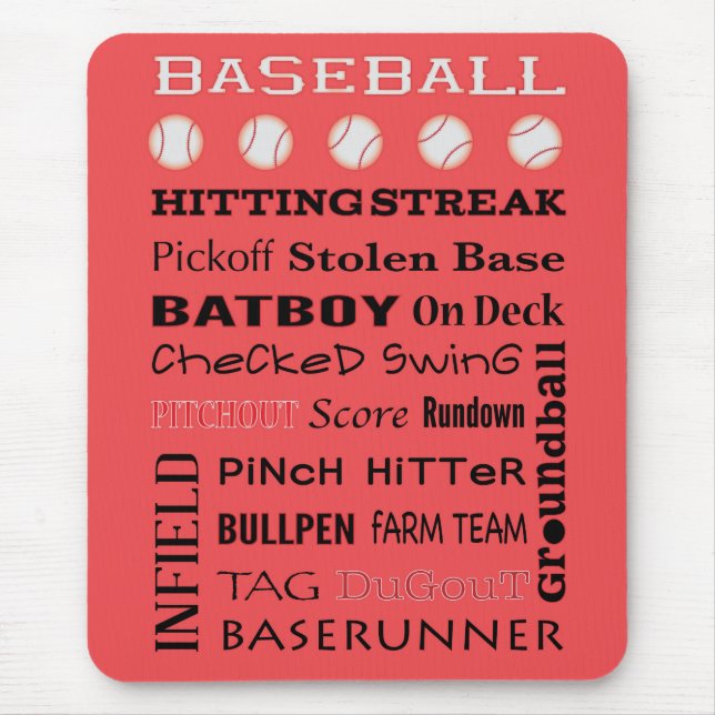 BASEBALL typography  Mouse Pad (Front)