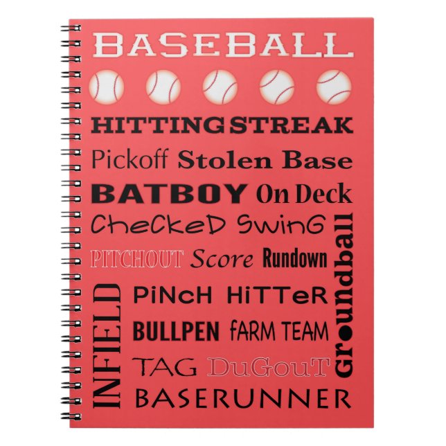 BASEBALL typography Spiral Notebook (Front)