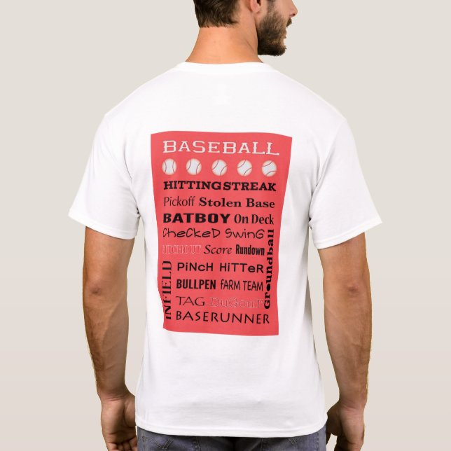 BASEBALL Typography Terminology on Back T-Shirt (Back)