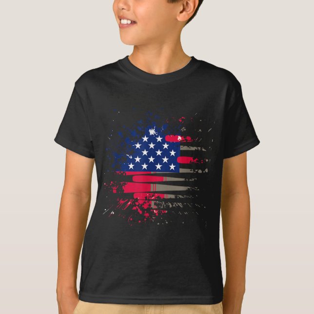 Baseball U.S American flag T-Shirt (Front)