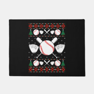 Baseball Ugly Christmas Sweater Doormat