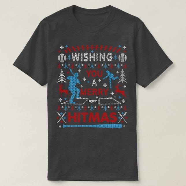Baseball Ugly Christmas Sweater Party Merry Hitmas (Design Front)
