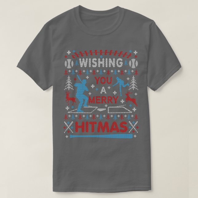 Baseball Ugly Christmas Sweater Party Merry Hitmas (Design Front)