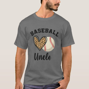 Baseball Uncle Leopard Heart Funny Sports Player F T-Shirt