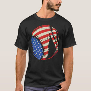 Baseball US American Flag July 4th Patriotic Vinta T-Shirt
